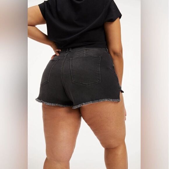 Good American Womens Good Curve Distressed High Waist Cutoff Shorts Plus Size 22 - Picture 13 of 13